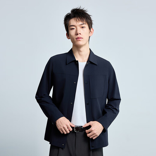 LiLang Light Fashion Men's Youth Commuting Windbreaker Men's Hidden Button Elastic Anti-Wrinkle Easy-Care Commuting Work Jacket Black (1Y) M (165)