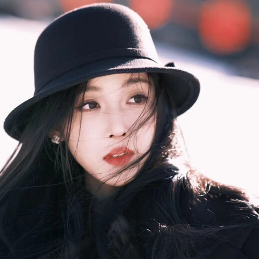 OTHER MIX Autumn and Winter Hat Women's French Retro Small Fragrance Style Daughter-in-Law Top Hat Hepburn Style Face-Showing Small Woolen Fisherman Hat Black One Size