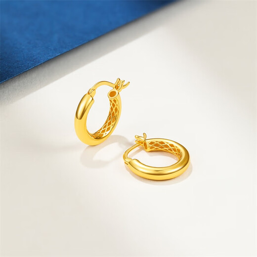 Saphire 18K gold earrings, fashionable and simple hoop earrings, birthday gift for girlfriend 18K gold earrings