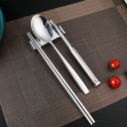 Olodo thickened chopstick holder, commercial alloy chopstick holder, chopstick holder, spoon holder, male chopsticks, male spoon, chopstick holder, wine table setting, chopstick pillow, natural silver, thickened and lengthened, holds a spoon, 2 pairs