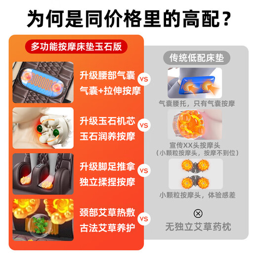 AUX massage cushion, full body lying cushion, cervical vertebra massager, shoulder, neck, waist and back, multifunctional home massage chair, portable birthday and New Year gift for parents and elders of boys and girls, Zunyao leather, upgraded jade movement + electric lumbar support + double Tai Chi roller