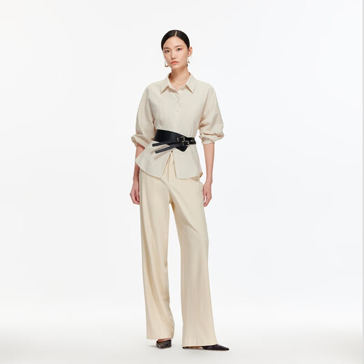 VEROMODA shirt 2025 winter new style detachable waist rope high-quality tops vertical cut version surface texture 325405012 Eiger white M