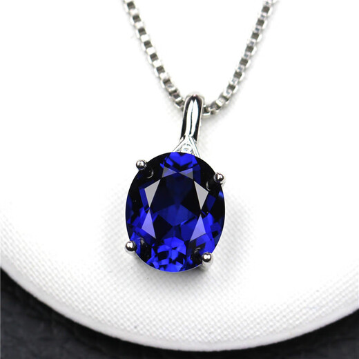 Everlasting Leaf Sapphire Pendant Sterling Silver Light Luxury Single Tanzanite Necklace Pendant Collarbone Simple Temperament With Chain Dz0 10 Carats