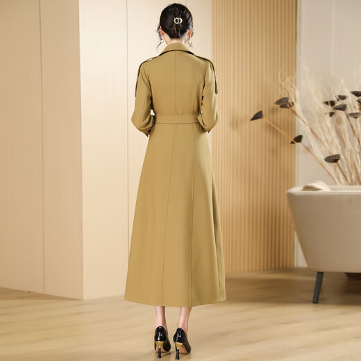 OLJ Light Luxury Brand Long Windbreaker Jacket Women's 2025 Spring and Autumn New Slim Fit Temperament Slim High-Quality Coat Off-White L