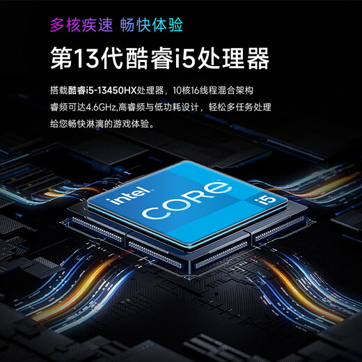 Five Color Fish 13th Generation Core i5-13450HX 16G 512G Solid State 4G Independent Display Office Commercial Home Game Desktop Computer Desktop Computer Host Complete Set