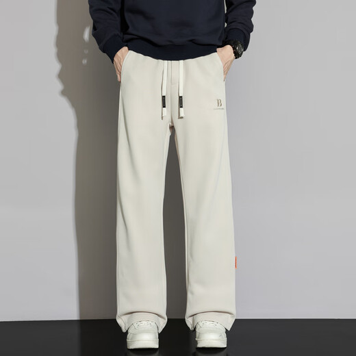 MONPOC scimitar casual pants men's spring and autumn Hong Kong style trendy loose sportswear straight pants MOX23 Khaki XL