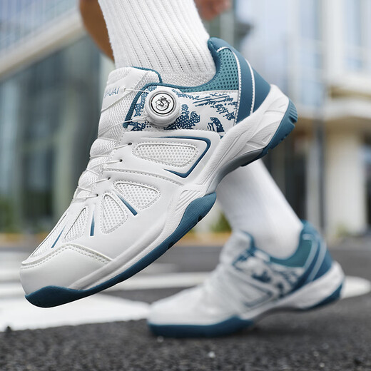 Brand genuine counter badminton shoes men's shoes women's shoes new shock-absorbing breathable sports shoes lightweight net 9107 white light blue 41