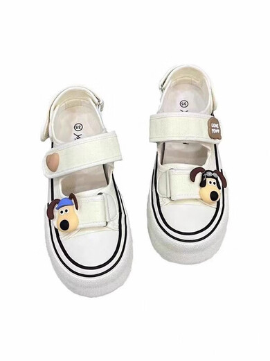 Sommer atmungsaktive Canvas-Schuhe für Damen 2025 neue vielseitige weiße Schuhe für Damen Sternmuster Klettverschluss-Schuhe gebrochenes Weiß 37