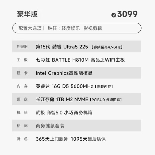 Wuji Shangzhi Core 14th Generation i5 14490F Enterprise Procurement Mini Office Design Commercial Home Desktop Computer Game Console Complete DIY Assembly Machine U5 225+16G+1TB丨Configuration Six