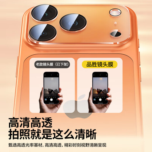 Pinsheng suitable for Apple 17ProMax lens film iPhone17ProMax rear camera mobile phone protective film HD wear-resistant, scratch-resistant and anti-fingerprint lens protective film 2 pieces