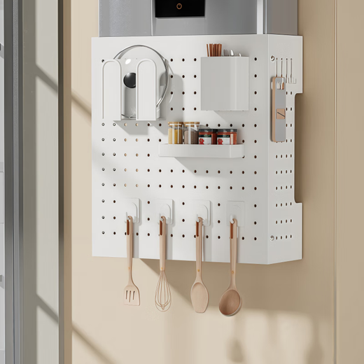 Ke Xiangtu water heater cover gas pipe decorative hole board kitchen wall hanging bottom cover plate boiler stove storage rack white 35*30*20cm free hooks*12