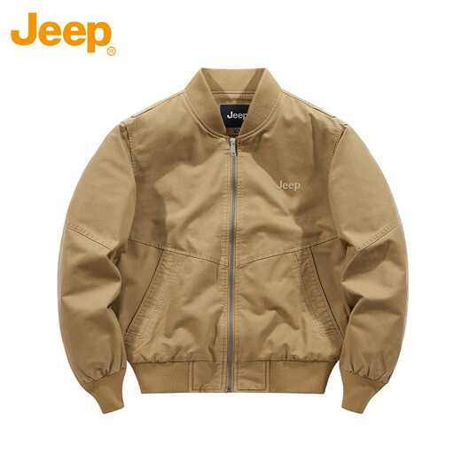 Jeep (JEEP) Jacket Men's Bomber Jacket Executive Autumn and Winter Workwear Baseball Collar Retro Top Men's Khaki XL