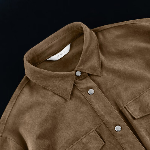 MEIYANG Makino Shirt Amber Streamer Mist Suede Lapel Button-Down Shirt Loose Fashionable Winter New Style Camel M