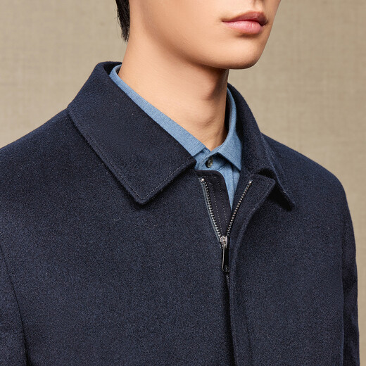 Ordos 1980 pure cashmere lapel comfortable commuter jacket men's cashmere coat autumn and winter 1980 blue 2XL 185/104A