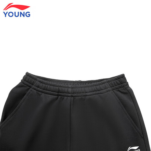 李宁女童加绒裤子2025秋冬季新款长裤棉质亲肤灰色休闲裤女大童运动裤 黑色【加绒款】 160 cm