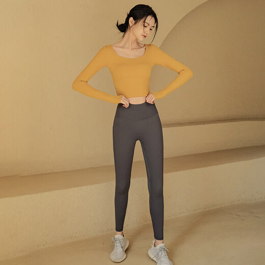 ACKDCS yoga clothing 2025 new autumn and winter long-sleeved Pilates top outer wear with chest pad sports quick-drying fitness clothing for women