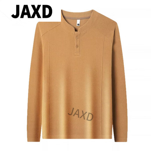 JAXD Minruo Customized Men's Wear 2025 Autumn New Henley Collar Sweatshirt Men's Long Sleeve. T-shirt German Velvet Warm Bottoming Shirt Gray Light Luxury L Weight 120-130Jin Jin is equal to 0.5 kg