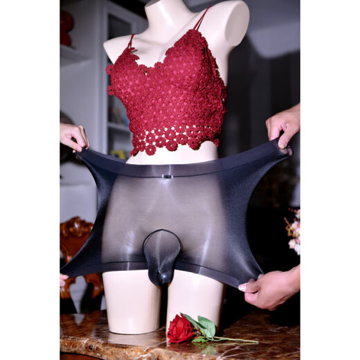 Universal 200Jin Jin is equal to 0.5kg large size fluttering underwear men's silky sexy fully transparent jj set boxer briefs black 3071-boxer style open