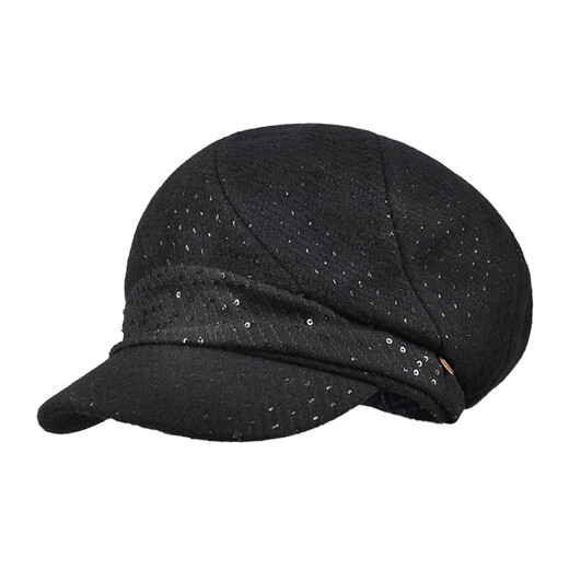 Kenmont Hat Women's Winter Korean Beret Korean Version Versatile British Painter Hat Wool Warm Peaked Cap Black (KM-2632-01) M Adjustable (57.5c)