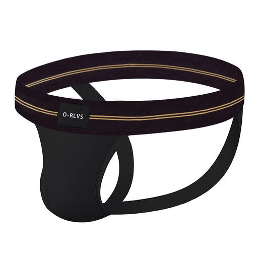 Men's thong modal sexy double butt lift sexy underwear low waist no need to take off sexy T pants OR6108 black/Black M