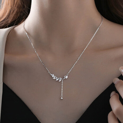 Farcoko brand wheat ear necklace for women, safe collarbone chain, fashion jewelry, birthday and anniversary gift for girlfriend, wheat ear necklace, exquisite gift box