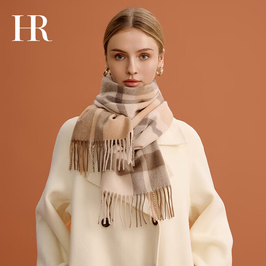 HR Helena brand wool scarf for women autumn and winter 2025 new warm scarf birthday gift for girl girlfriend milk coffee grid brand counter gift box