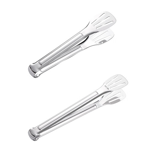 Jieyunmao stainless steel food tongs, bread and vegetable tongs, fried steak, barbecue tongs, spicy cooked food, meal-sharing meat tongs, commercial thick rubber plum blossom 14 inches (thickened 304 models)