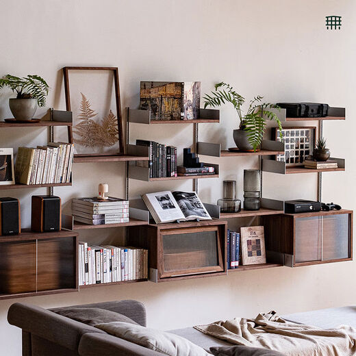 CLCEY all aluminum frame wall-mounted modules wall metal solid wood laminate wall-mounted storage rack open storage rack other size materials