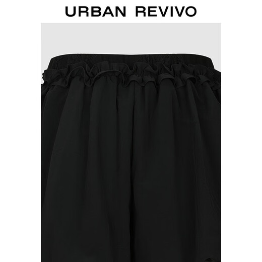 UR2025 Autumn New Women's Ballet Style Pleated Lace Loose Shorts UYL650084 Black S