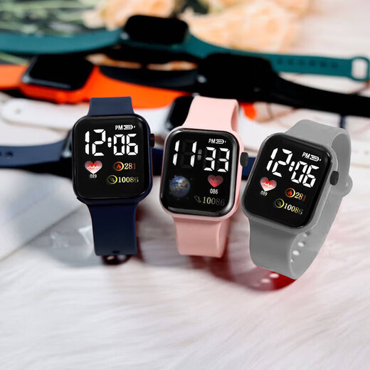 Other brands of high-looking LED watches, fashionable square student technology sense, super luminous digital personalized sports, pink
