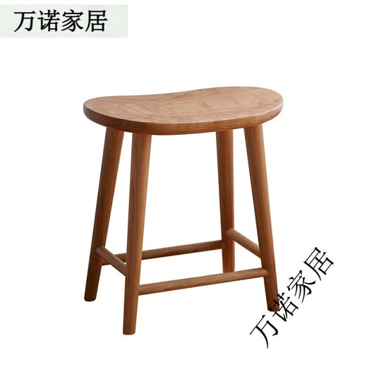 Nordic Japanese style all solid wood makeup stool bedroom simple mortise and tenon dressing table stool cherry wood small apartment shoe changing stool cherry wood color 42*26*44.5 cm