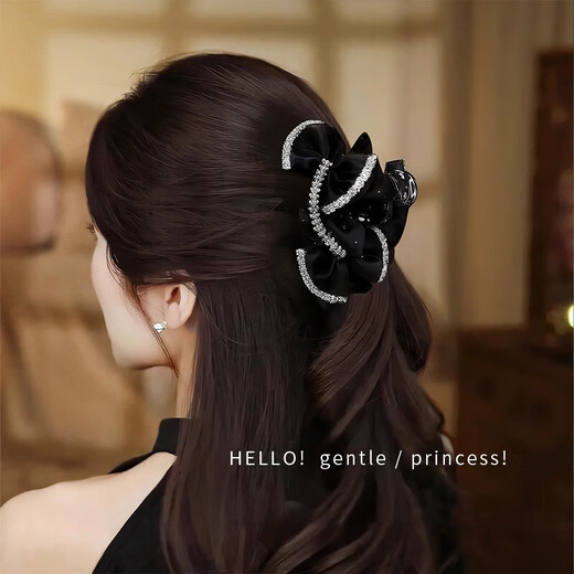 Hepburn Style Light Luxury Temperament Clamp Women's Black Back Head Hair Shark Clip 2025 New High-End 1# Black Clamp