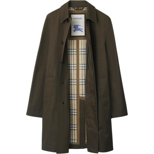 BURBERRY新年礼物博柏利 纽扣开合中长款风衣 男款 杜松绿 均码 48