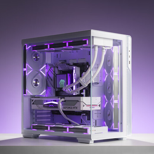 Patriot Star Canxiao sea view room chassis ATX back-plug column-free 360 water-cooled desktop game computer desktop main chassis left and right compartments/multi-sided cooling white + Aurora ARGB fans (2 positive and 6 negative)