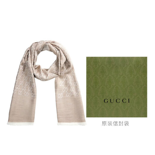 Gucci (GUCCI) scarf, couple autumn and winter versatile wool mid-length women's and men's scarf, holiday gift, birthday gift, beige 165904 3G646 9500