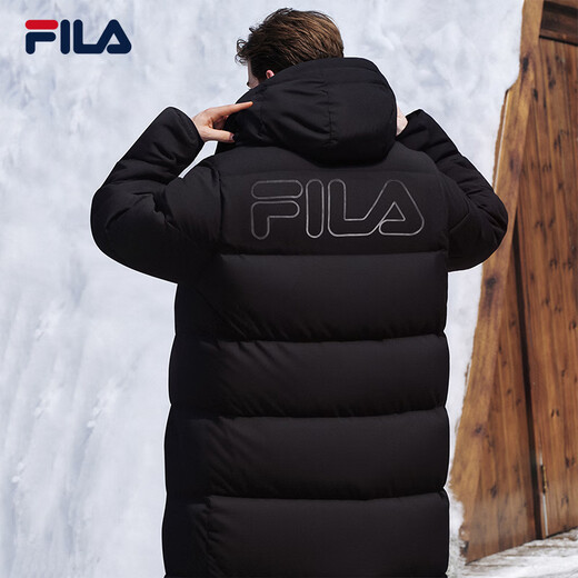 FILA Official RGB Down Men's and Women's Long Down Jacket 2025 Winter Couple's Hooded Cold Warm Jacket