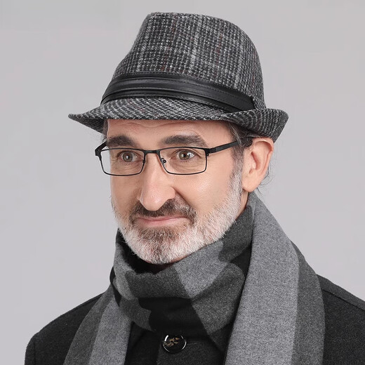 Woodpecker (TUCANO) New Men's Top Hat Autumn and Winter Hats for Middle-aged and Elderly Men British Gentleman Hat Spring and Autumn Old Man Dad Grandpa Hat Brown + Scarf Set Adjustable (56-60cm)