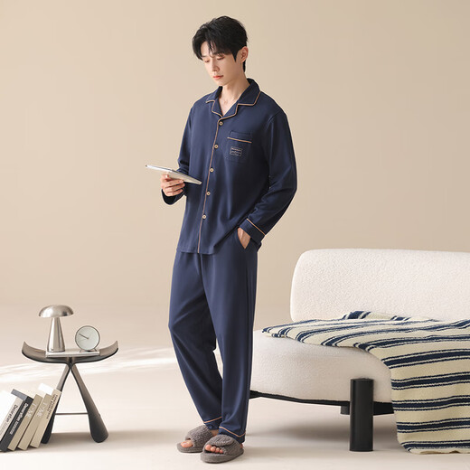 Fenton Kean Pajamas Men's 100% Cotton 2025 Autumn New Long Sleeve Long Pants Men's Pajamas Home Clothing