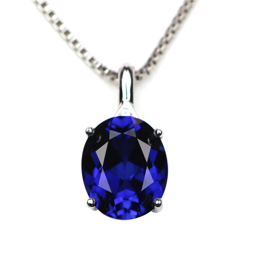 Everlasting Leaf Sapphire Pendant Sterling Silver Light Luxury Single Tanzanite Necklace Pendant Collarbone Simple Temperament With Chain Dz0 10 Carats
