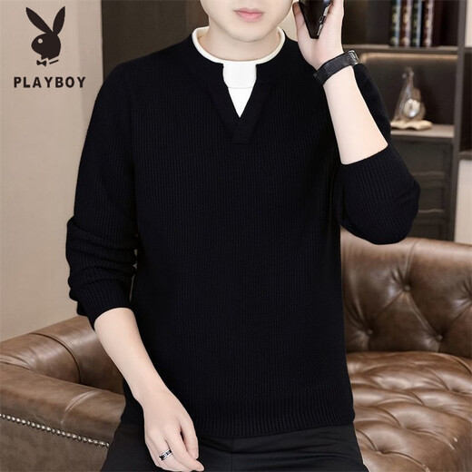 Playboy (PLAYBOY) new autumn and winter men's Henry collar sweater trendy long-sleeved bottoming sweater 8826 light luxury coffee M suggested notice 90-110Jin Jin is equal to 0.5 kg