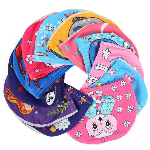 Xianzheyi Children's Cloth Cap Swimming Cap for Boys and Girls New Cartoon Cute High Elasticity Comfortable Breathable Children and Students Children's Cloth Cap + Nose Clip Earplugs Style Notes