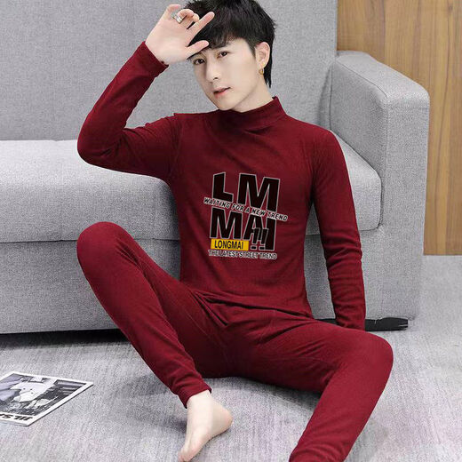 Hongdou Official Store Teenager's Thermal Underwear 12 Thermal Underwear 13 Autumn Clothes and Autumn Pants Teenagers' Velvet Suit 15 Winter Boys Nesque Black (Top + Pants) M 165 (75-95 Jin Jin is equal to 0.5 kg)