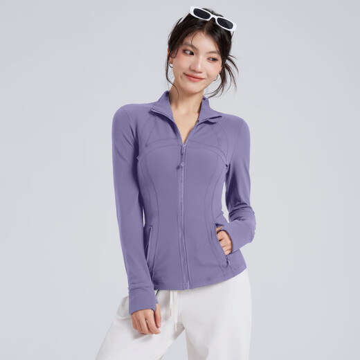 LULULOMDDW Autumn and Winter Yoga Jacket Women's Stand Collar Zipper Running Cycling Fitness Wear Pilates Training Sports Top Long Sleeve Blue L