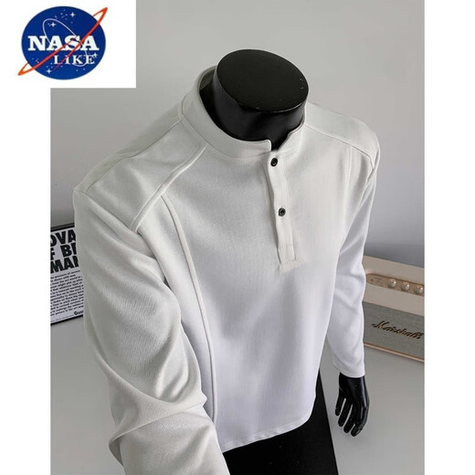 NASALIKE American Polo Henley shirt men's long-sleeved T-shirt spring and autumn trend cleanfit inner casual men's base sweatshirt black upgrade 5XL 200 to 230Jin Jin equals 0.5 kg can be worn