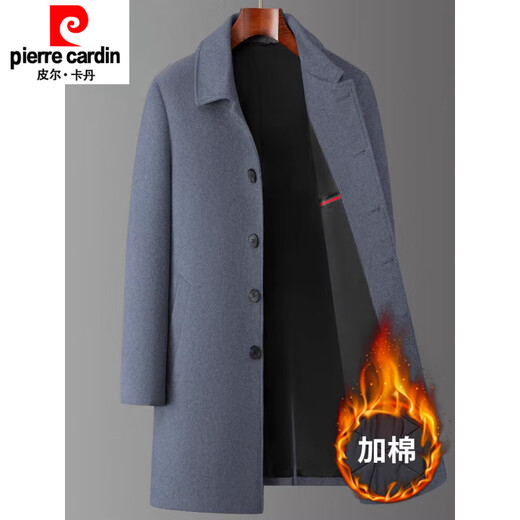 Pierre Cardin woolen coat men's autumn and winter mid-length casual woolen woolen thickened coat cashmere windbreaker new product black regular style M 170 recommended 100-125Jin Jin equals 0.5 kg