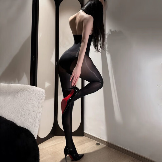 
Ailer/Olola tangled sexy strapless neck halter oil shiny one-piece stockings tight horse oil suspender black stockings for women thin black crotch closed * neck halter one-piece suit One size /150-170cm/80-120Jin[Jin equals 0.5 kg]