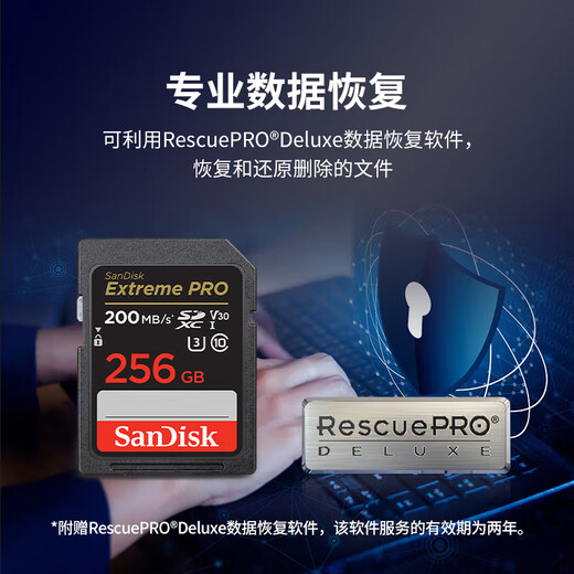 闪迪（SanDisk）256GB SD内存卡 4K V30 U3 C10 相机存储卡 读速200MB/s 写速140MB/s 微单/单反相机内存卡