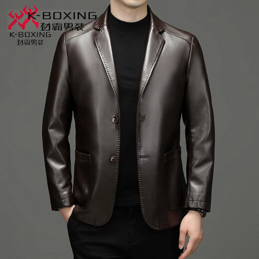 KBXNG Jinba genuine leather jacket for young and middle-aged men spring and autumn fashionable casual suit collar sheepskin men brown 72325 spring and autumn regular brown 72325 spring M 170100-120Jin Jin is equal to 0.5 kg