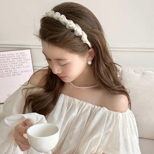 Jian Yingshu Xiaoxiangfeng mesh pearl tooth comb headband, outing headwear, high skull fluffy headband, face wash hairpin