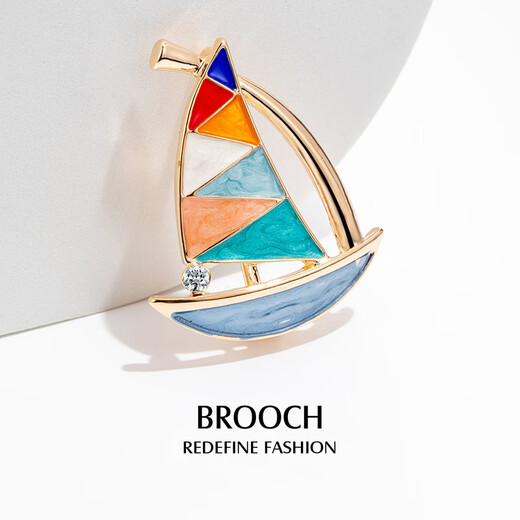 Mendali brooch for women, delicate micro-inlay craftsmanship, high-end fashion corsage brooch for sailing suit, niche design, gold-color style